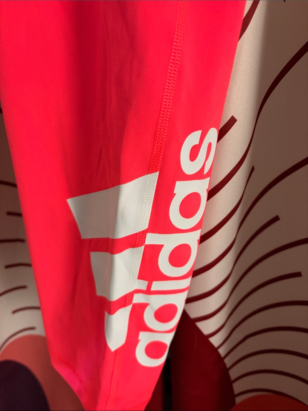 adidas Hot Pink Capri Leggings with White Logo - Picture 2 of 5